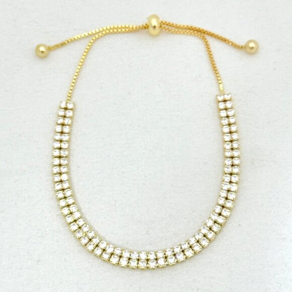 Nicola Parisi 14kt Plated Cubic Zirconia Tennis Style Slider Bracelet - NIB - Picture 5 of 7